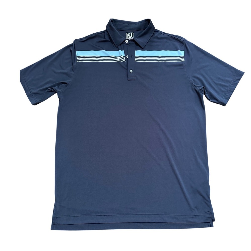 FootJoy Pro Tour Athletic Fit Navy Striped Stretch Performance Golf Polo Size XL